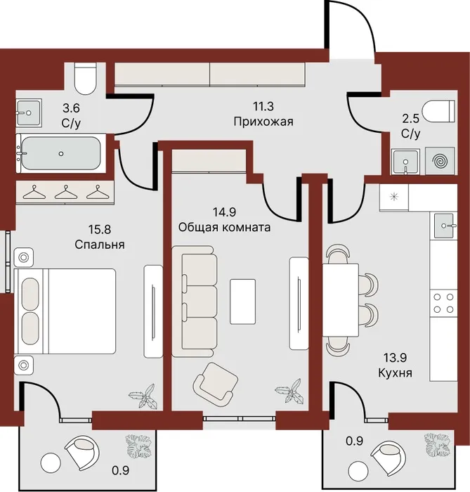 2-комнатная квартира, 64 м², Мирзо Улугбек 2 2-комнатная квартира, 64 м², Мирзо Улугбек 2
