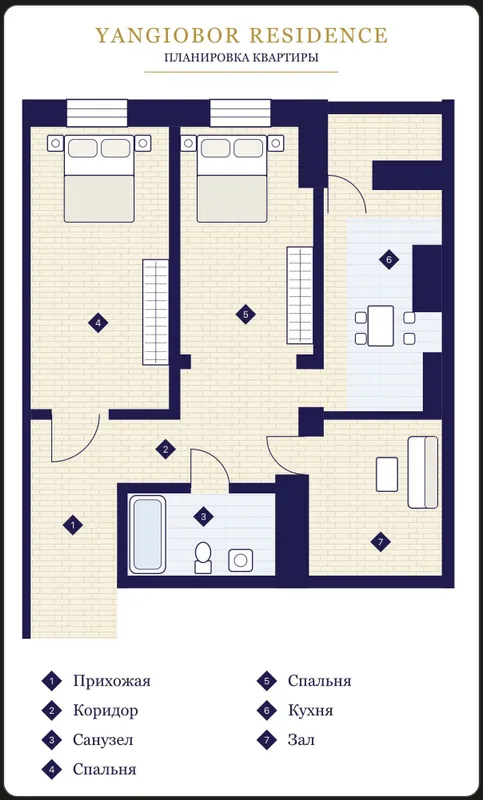 G‘ishtli Yangiodob Residence’dagi kvartira 9