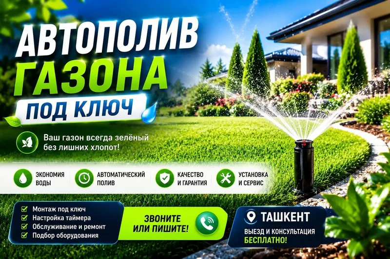 Автополив газона полив газона от мелких работ до под ключ с гарантией