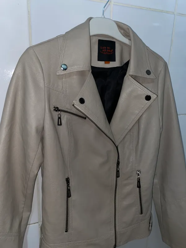 беж кожанка / trendy biker jacket — фото 1