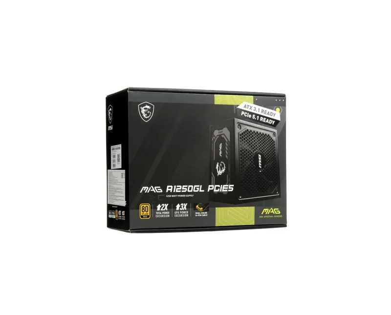 ' Блок питания MSI MAG A1250GL (1250W, 80+ Gold, PCIe 5.1) — фото 2