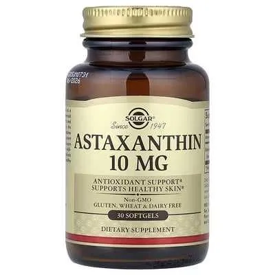 Solgar, Астаксантин, 10 мг, 30 капсул. Solgar astaxanthin 10 mg.