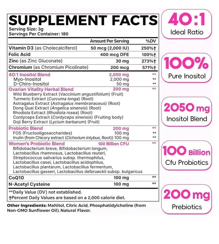 Liposomal myo d chiro inositol,мио инозитол,540 g — фото 3
