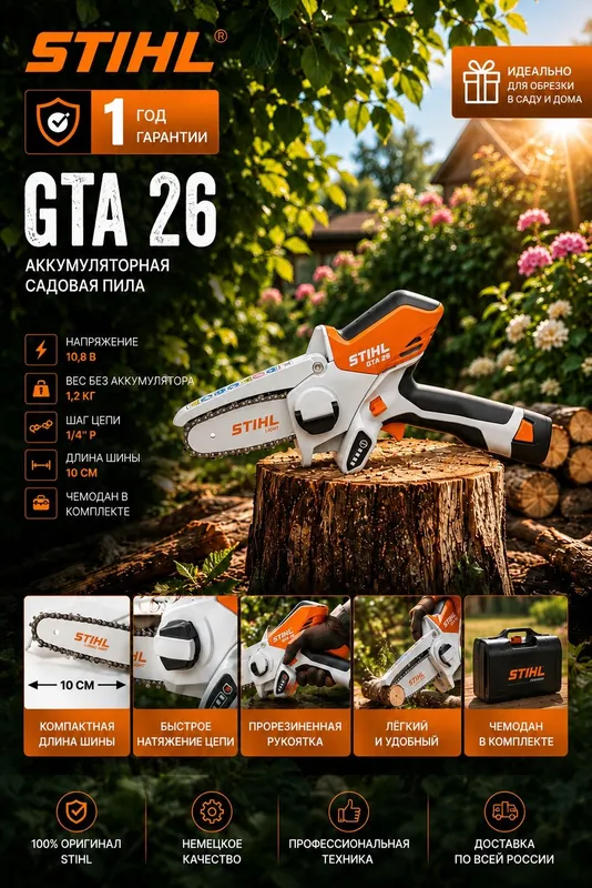 Аккумуляторная мини пила STIHL GTA 26 — фото 1 Аккумуляторная мини пила STIHL GTA 26 — фото 1