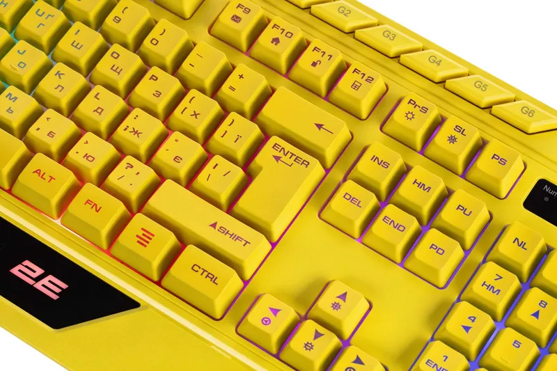 }Клавиатура мембранная 2E GAMING KG315 110key жёлтый — фото 2 }Клавиатура мембранная 2E GAMING KG315 110key жёлтый — фото 2