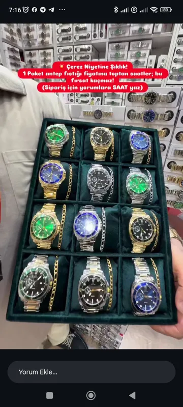 soatlar 12li Rolex yonida sepochka sovğa dona yoq