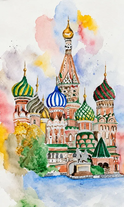 Картина акварелью ручной работы 55×38 см