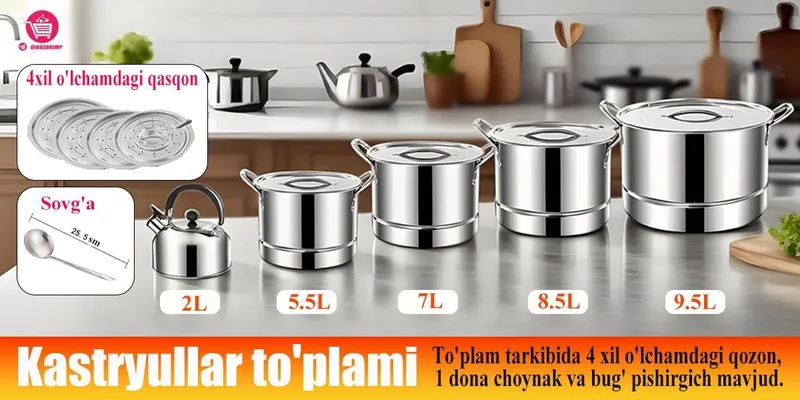 yangi oshxona idishlari toplami