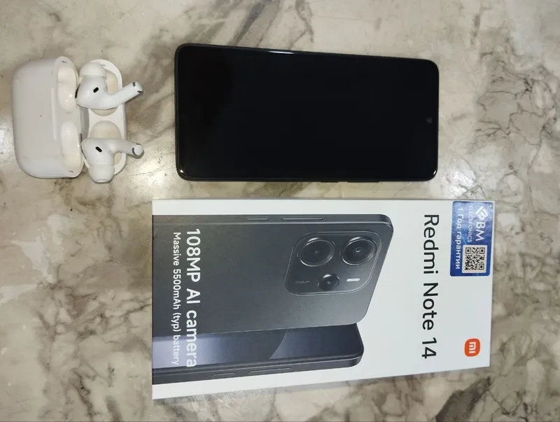 Redmi Note 14 Midnight Black 8GB 256 GB + Air Pods — фото 1