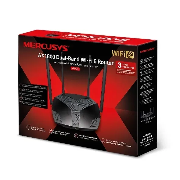 Mercusys MR70X AX1800 Wi‑Fi 6 двухдиапазонный роутер 1