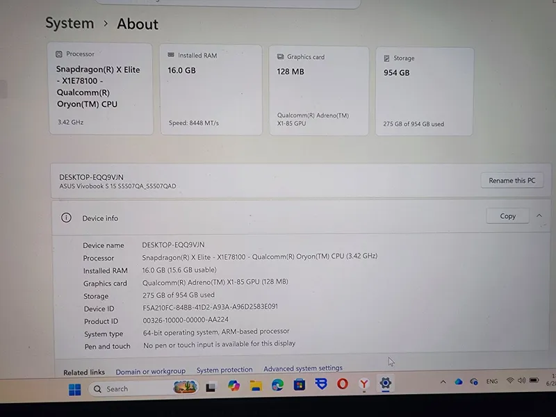 ASUS Vivobook S 15 OLED Snapdragon X Elite 16/1TB (kafolat) sotaman 2 ASUS Vivobook S 15 OLED Snapdragon X Elite 16/1TB (kafolat) sotaman 2