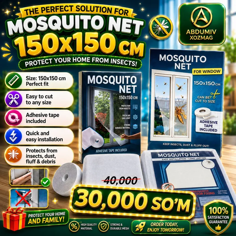 MOSKIT TO‘R derazalar uchun 150x150 sm 3 MOSKIT TO‘R derazalar uchun 150x150 sm 3