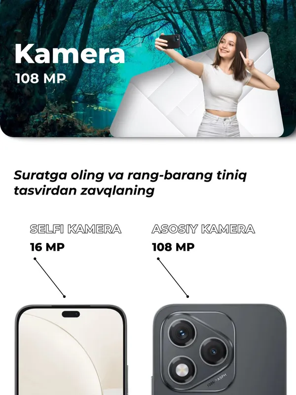 Смартфон Honor 400 Lite, 8/256 GB, 5230 mAh, 6,7", Velvet black — фото 7