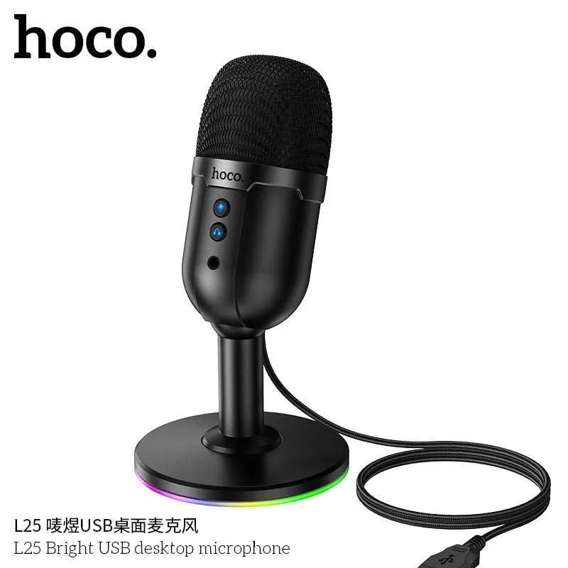 Hoco L25 Bright настольный USB-микрофон с RGB-подсветкой — фото 3