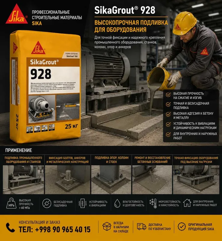 SikaGrout 928 Высокотекучая безусадочная цементная подливочная смесь.