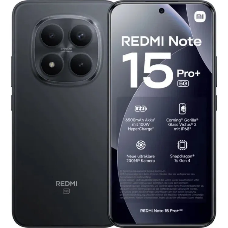 Смартфон Xiaomi Redmi Note 15 Pro+ 5G 12/512GB Black (Черный) Смартфон Xiaomi Redmi Note 15 Pro+ 5G 12/512GB Black (Черный)