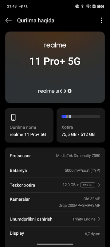 realme 11pro+5g IMEI oʼtmagan 93 yumkst abmen bor — фото 1