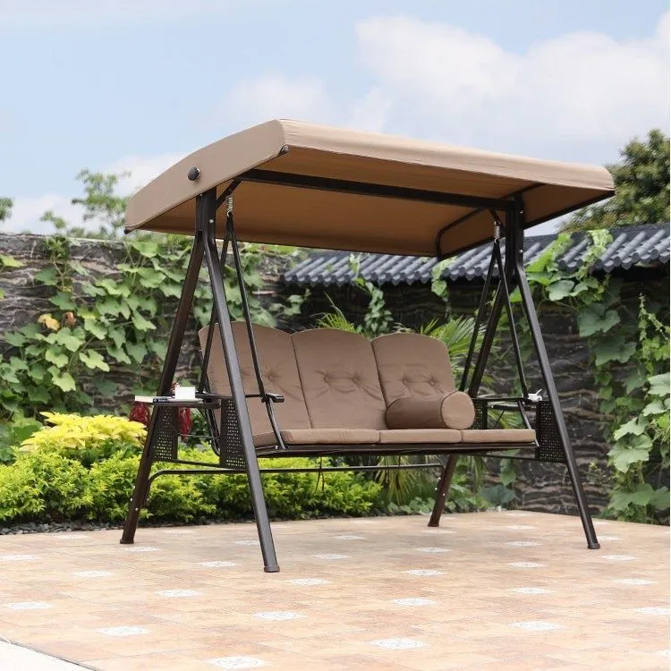 Bog‘ uchun 3 o‘rinli tebranma 200×124×170 sm, kulrang, 36 kg • Keng bog‘ 2
