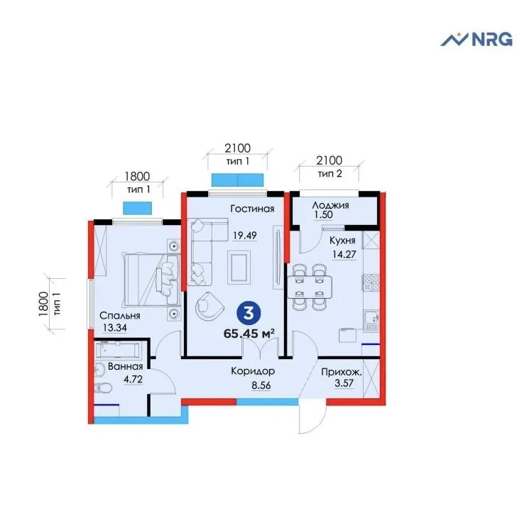 NRG Zamon 2 хонали таййор ремонт ва мебел техникаси билан сотилади 6
