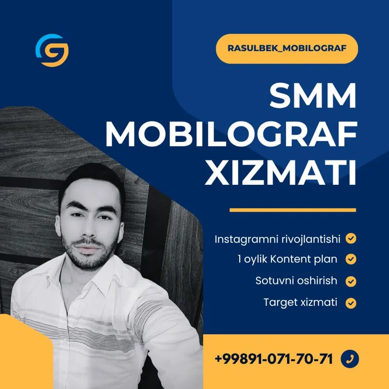SMM va Mobilograf xizmati kerakmi ? Manga murojat qiling