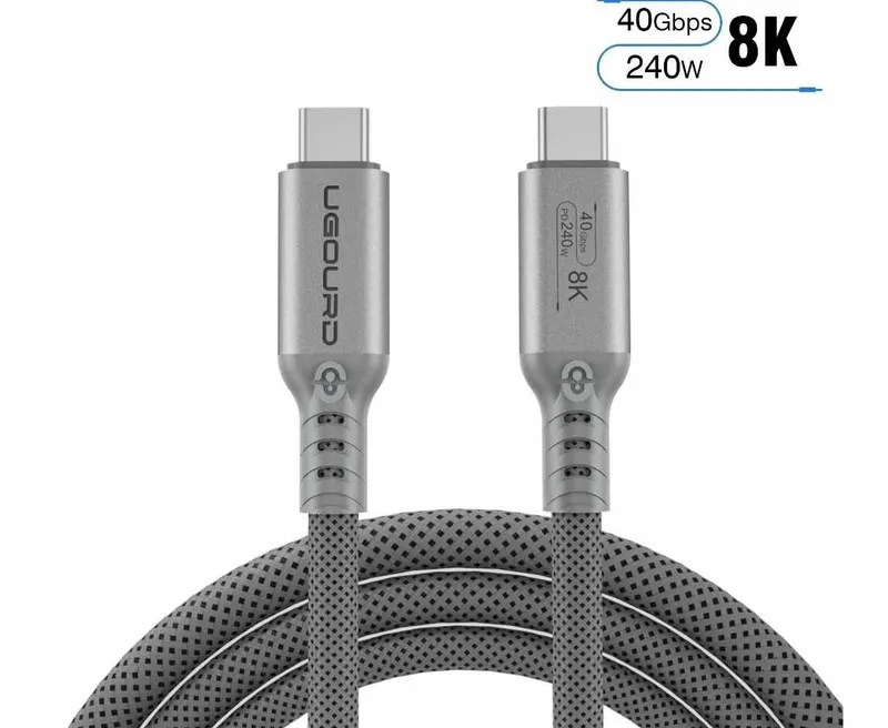 UGOURD Thunderbolt 4 кабель 2m, серый, 40G, 240W, 8K UGOURD Thunderbolt 4 кабель 2m, серый, 40G, 240W, 8K