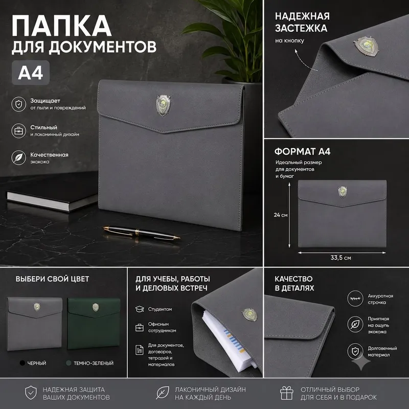 Папка для документов А4 из кожи (Премиум качество) 5
