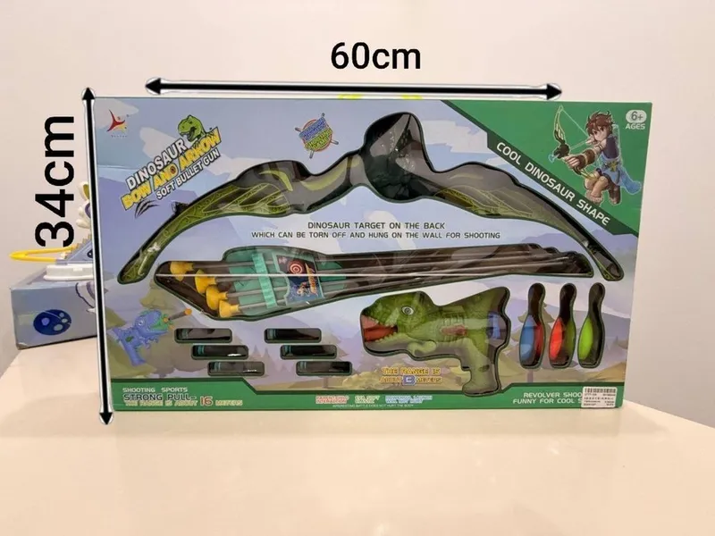 Bolalar uchun kamon va to‘pponcha o‘yinchoq to‘plami (Dinozavr) Bolalar uchun kamon va to‘pponcha o‘yinchoq to‘plami (Dinozavr)