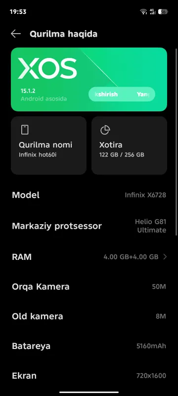Infinix hot 60i karopkasi bor  tel 77 479 39 35 2