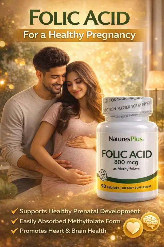 Фолиевая кислота (метилфолат), Folic Acid, Nature's Plus 800 мкг.90 та