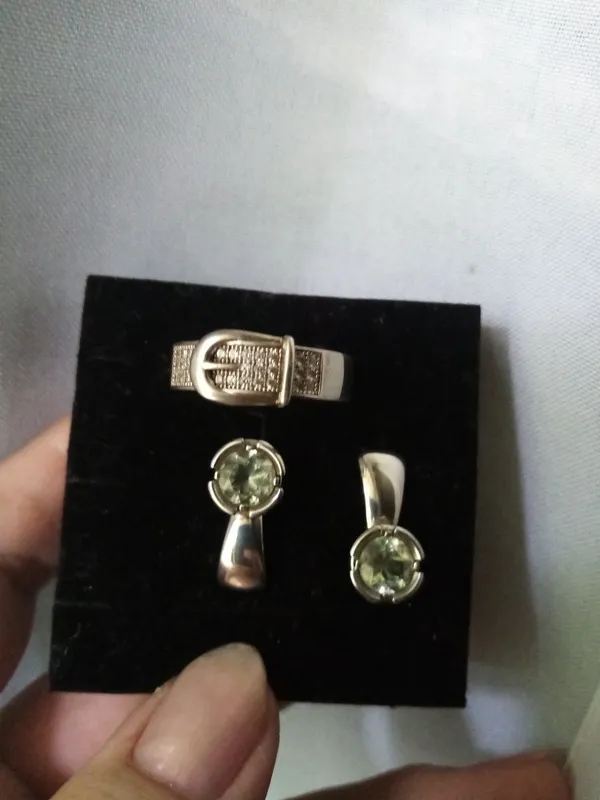 Серебро из России Санлайт серьги с иолитом и модное кольцо с феони 2