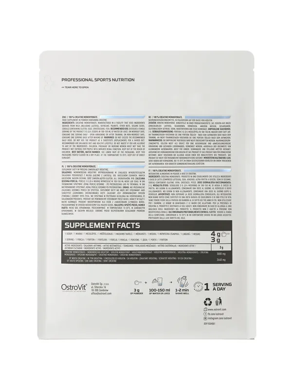 Kreatin OstroVit Creatine Monohydrate 500g 166pors — фото 4