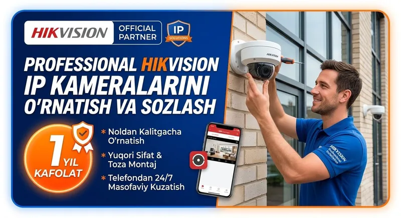 Hikvision IP kameralarini o‘rnatish va sozlash | 1 yil kafolat