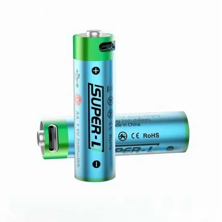 2 штук АА Li-ion батарейки 1.5V 2500 mWh USB с USB кабель (Super-L) — фото 1