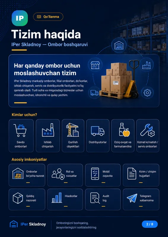 Biznesingiz uchun ombor nazorati tizimi 2 Biznesingiz uchun ombor nazorati tizimi 2