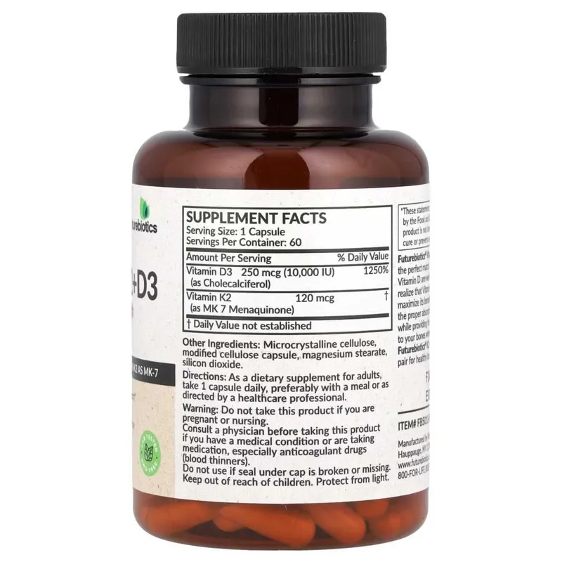 Futurebiotics, Vitamin D3+k2 10000 me, Витамин Д3+К2 10000 доза — фото 1