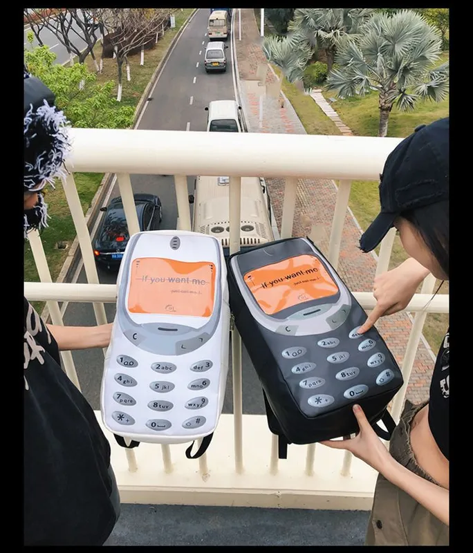 Telefon shaklidagi erkaklar va ayollar uchun ryukzak, kulgili 6