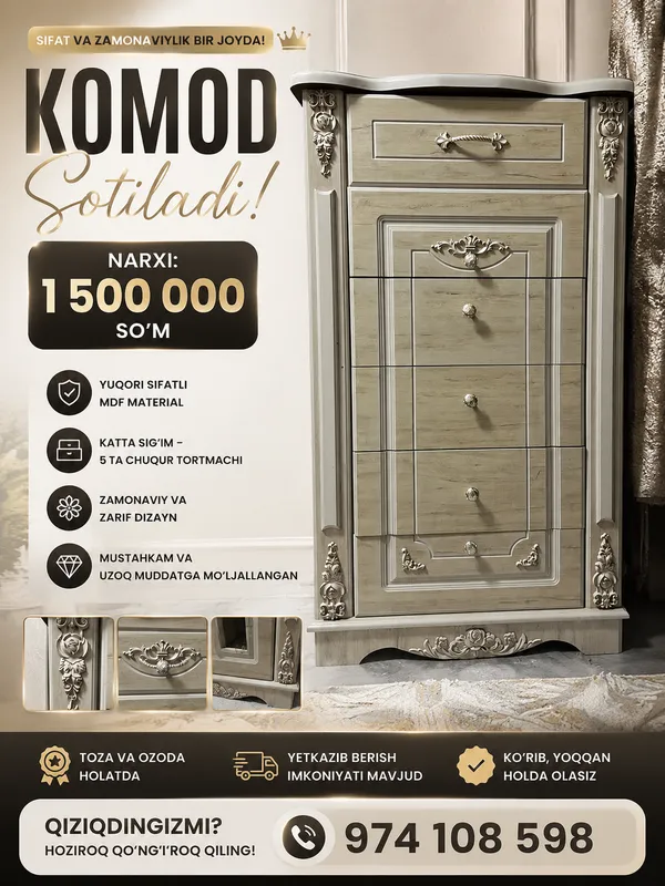Zamonaviy va mustahkam Komod sotiladi(Holati a'lo) 1