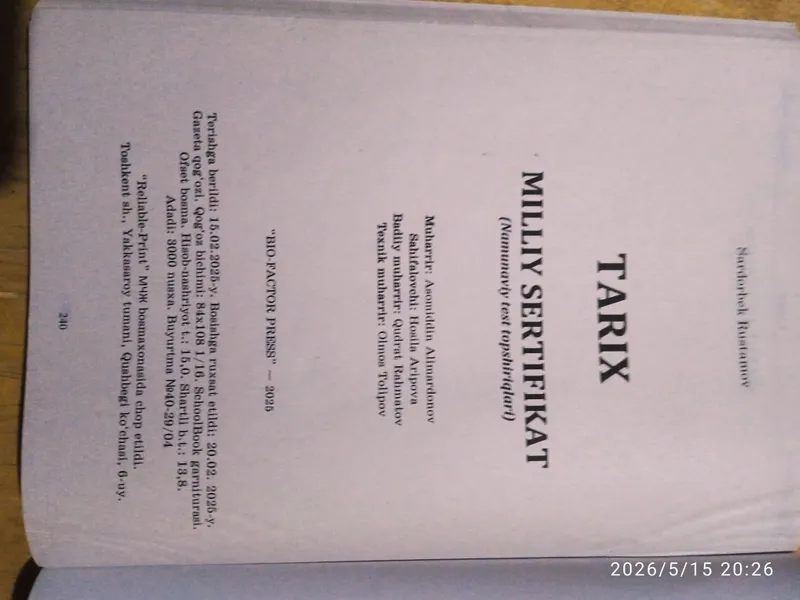 Tarixdan Milliy Sertifikat testi 20 variantlik — фото 2
