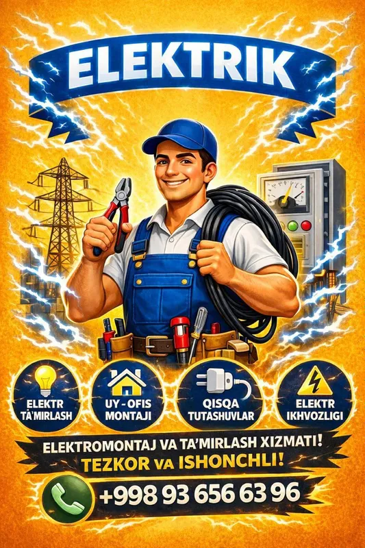 Электрик хизмати 24/7. ЭвроРемонт сантехника хизмати. 1 Электрик хизмати 24/7. ЭвроРемонт сантехника хизмати. 1