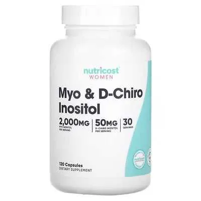 Nutricost, мио и D-хиро инозитол, 120 капсул. Inositol, inozitol