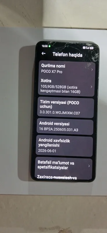 poco x7 pro 5G 16/528 xotira 3 poco x7 pro 5G 16/528 xotira 3