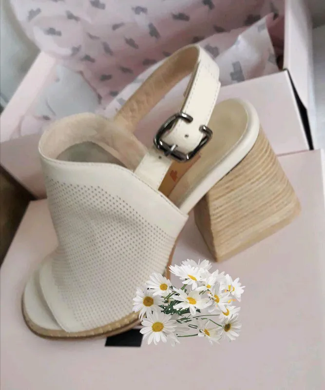 Кожаные босоножки сабо Elle 39-40разм. бохо дерево 1