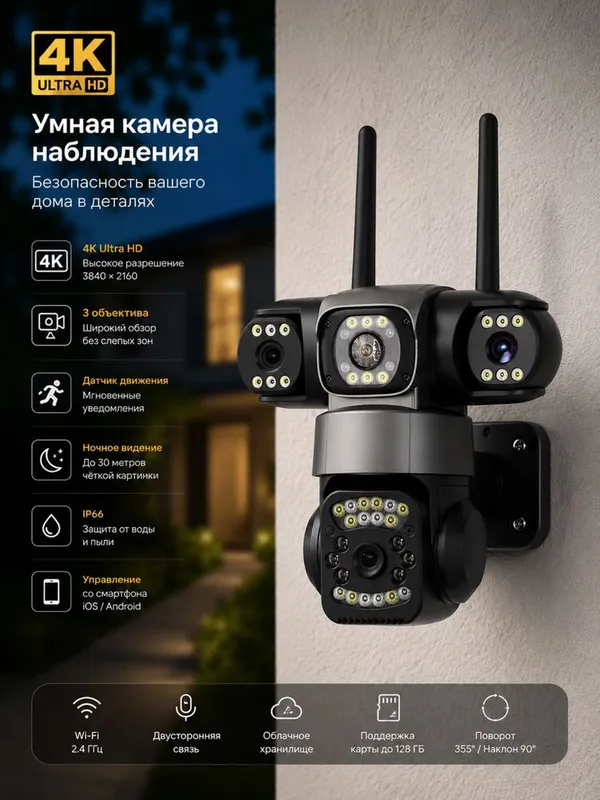 Smart Home camera. Wi-fi Simkarta 2