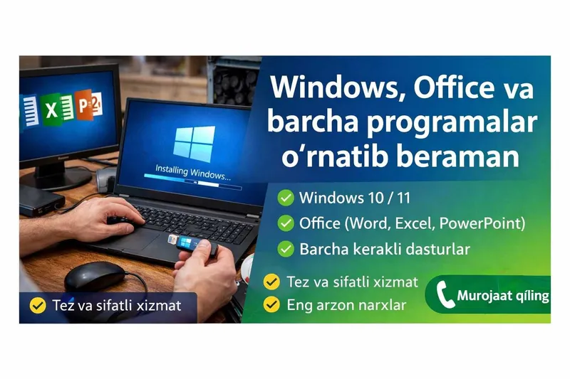 Windows o‘rnatish | Windows 10 / 11 | Office va barcha programalar