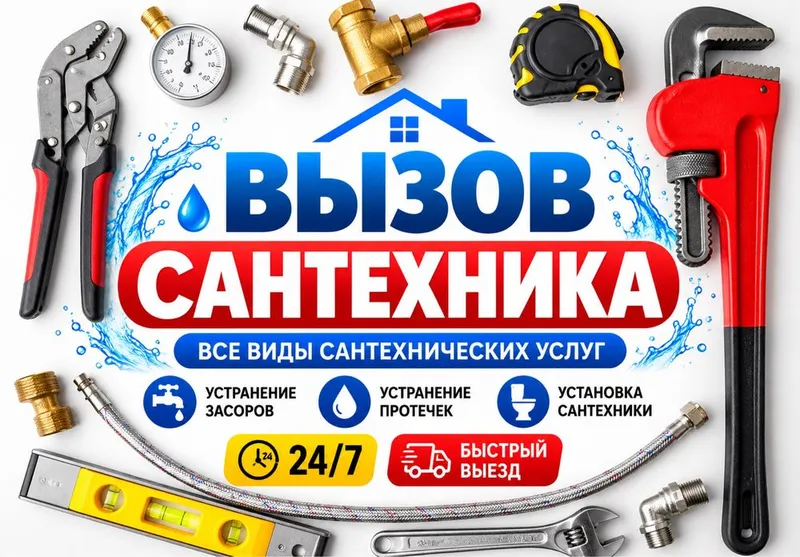 Сантехник. Сантехнические услуги. Выезд по городу. Недорого.