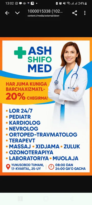 LOR va NEVROLOG vrachlarga vakansiya
