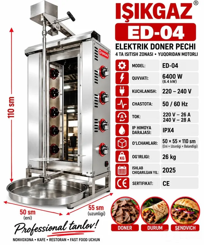 IŞIKGAZ ED-04 — professional elektrik doner pechi IŞIKGAZ ED-04 — professional elektrik doner pechi