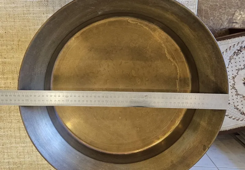 55 sm lik katta jez tog‘ora — vintage, jez, sharqona idish 2 55 sm lik katta jez tog‘ora — vintage, jez, sharqona idish 2