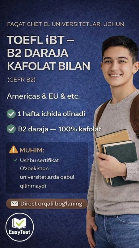 Toefl sertifikatini qolga kiriting