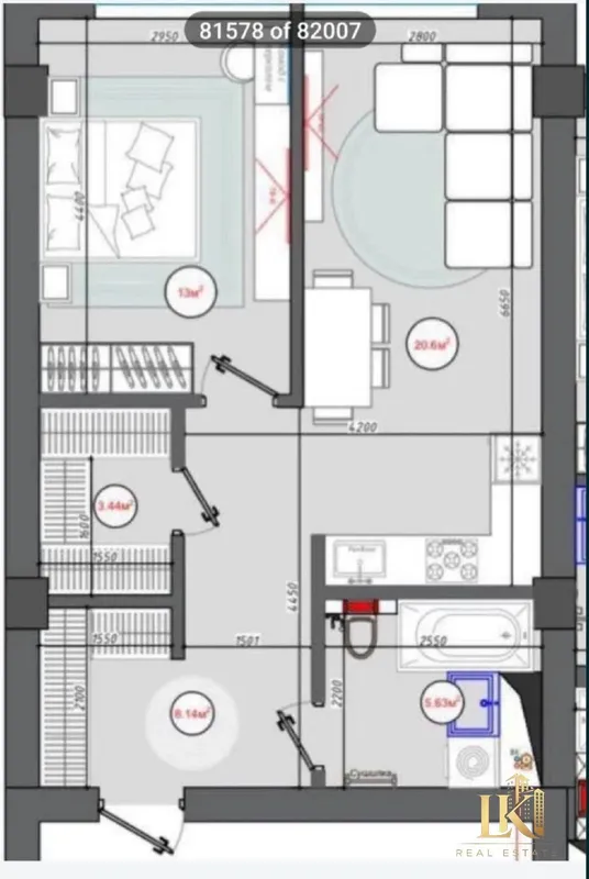 Продаётся 2-комнатная квартира в ЖК Nukus Avenue (коробка) с открытым балконом 6